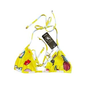 NWT Wildfox Pop Art Print / Striped Reversible Triangle String Bikini Top Sz. XS